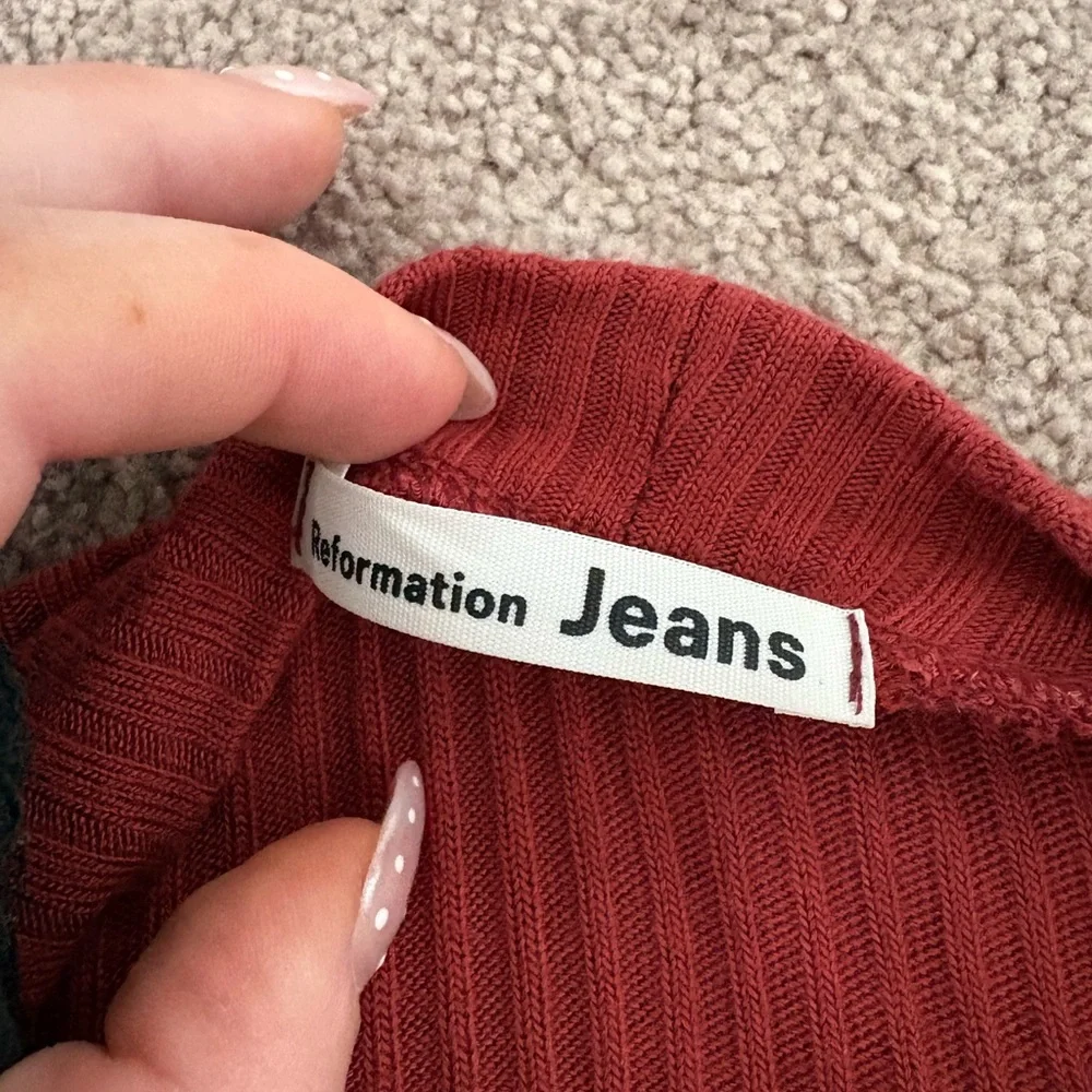 Reformation Burnt Orange V Neck Cardigan Sweater